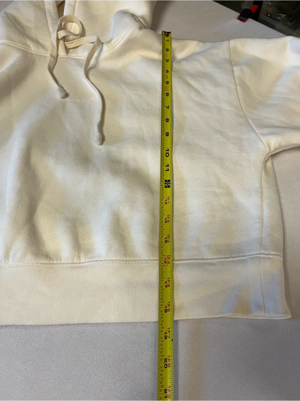 J.Crew Cropped Hoodie Women’s XL Ivory Cream Preppy Athleisure Minimalist Casual